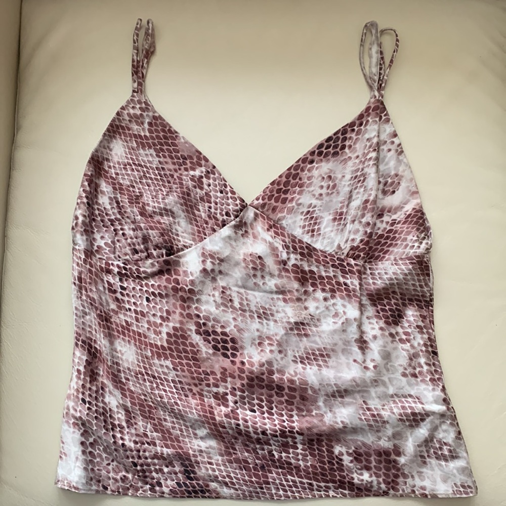 100% silk spaghetti strap purple snake pattern anna argiolera v neck tank top